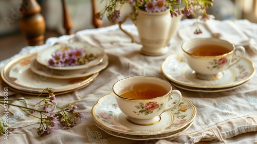 Wallpaper Mural Antique Tea Coasters Add Charm to Classic Tea Setting Torontodigital.ca