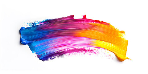 Multi-colored paint stroke on a white background