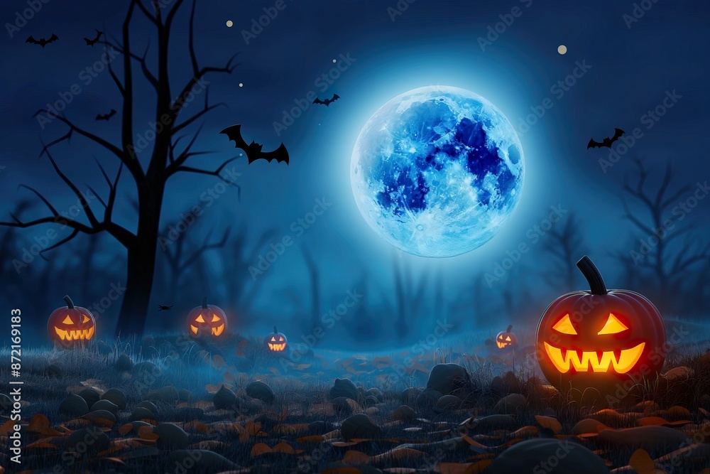 Halloween background with pumpkins and moon. Halloween background with pumpkins and moon.
