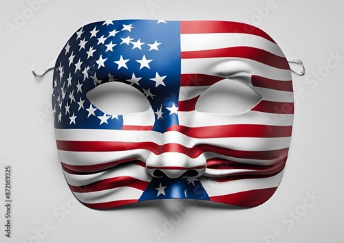 A mask with an American flag isolated on a white background photo