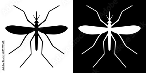 ofvs627 OutlineFilledVectorSign ofvs - mosquito vector icon . culicidae . dengue chikungunya fever . aedes aegypti . isolated transparent . outline and filled version . AI 10 / EPS 10 / PNG . g11970