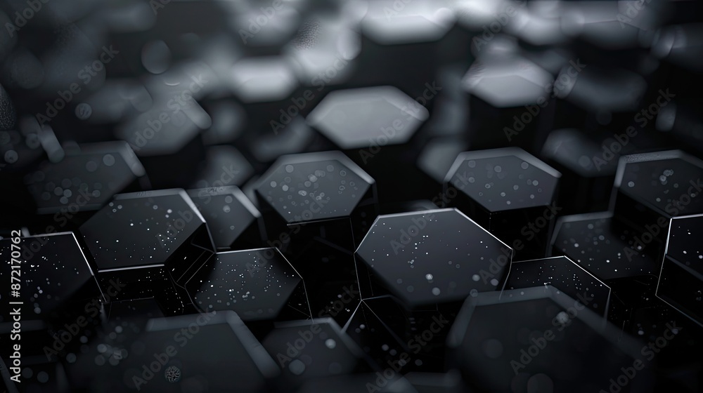 Fototapeta premium Abstract hexagon dark background. Modern banner 
