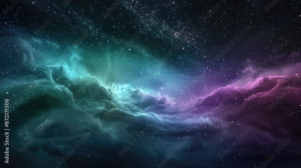 Fototapeta premium Cosmic Cloudscape of Teal and Lavender