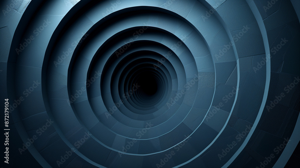 Abstract Tunnel with Concentric Circles in Dark Blue Abstract Tunnel with Concentric Circles in Dark Blue