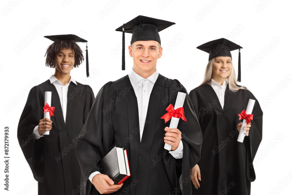 Group of graduate students in gowns Group of graduate students in gowns