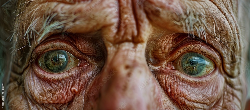 Close-Up of Wrinkled Skin and Deep-Set Eyes Close-Up of Wrinkled Skin and Deep-Set Eyes