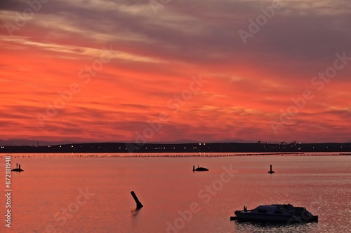 Landscape with a beautiful sunrise over the Saldanha Bay photo