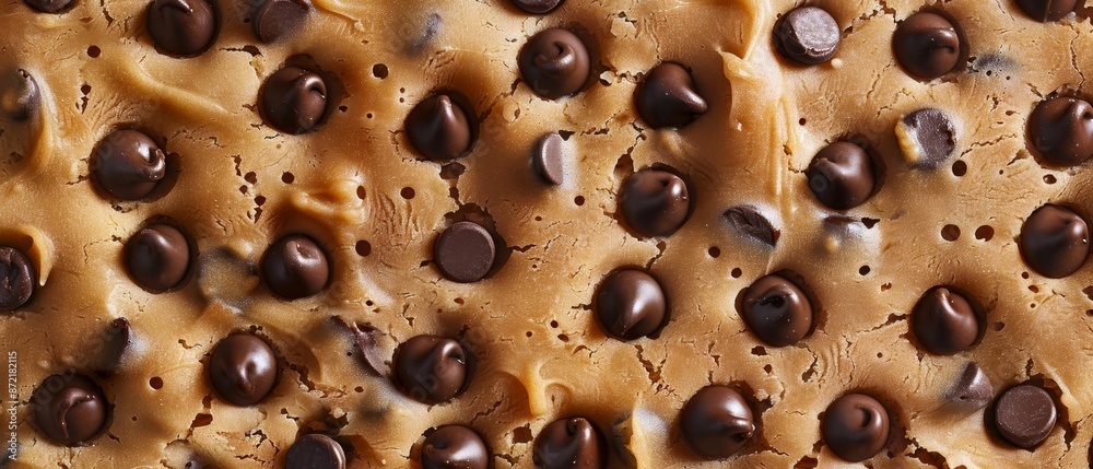 A tight shot of a cracker topped with chocolate chips and a dollop of peanut butter A tight shot of a cracker topped with chocolate chips and a dollop of peanut butter