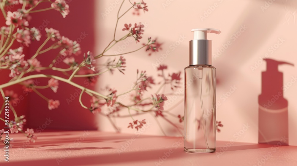 Serum bottle with pump, elegant design, deep nourishment, moisturizing and regenerating skincare Serum bottle with pump, elegant design, deep nourishment, moisturizing and regenerating skincare
