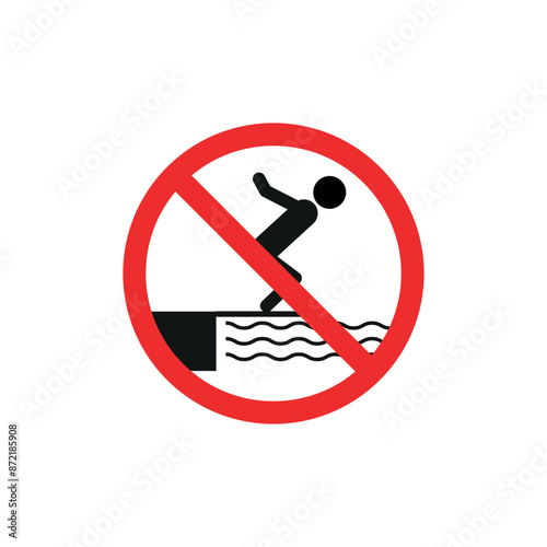 No Diving Safety Sign - Prohibition Symbol for Pools and Water Areas