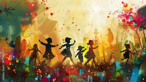 Artistic and inventive depiction of Children Day festivities