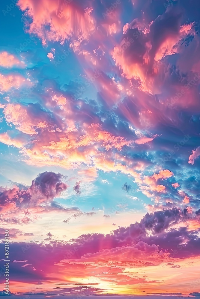 Ethereal Twilight Hues: A Tapestry of Pink and Blue in the Sunset Sky, Embracing the Day’s End Ethereal Twilight Hues: A Tapestry of Pink and Blue in the Sunset Sky, Embracing the Day’s End