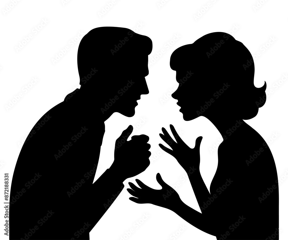 Vector of a silhouette of a couple arguing Vector of a silhouette of a couple arguing