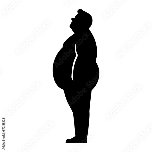 Vector of a silhouette of an overweight man