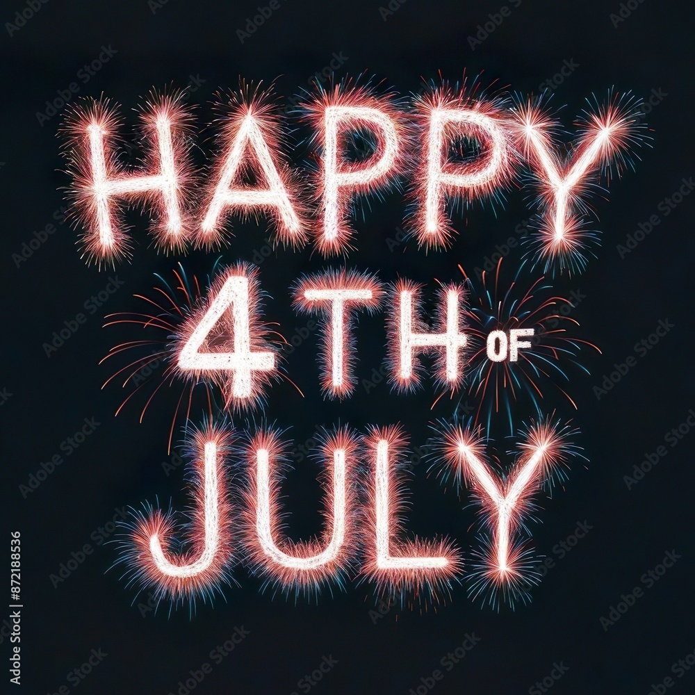 Happy 4th of July made up of colorful fireworks celebration Happy 4th of July made up of colorful fireworks celebration