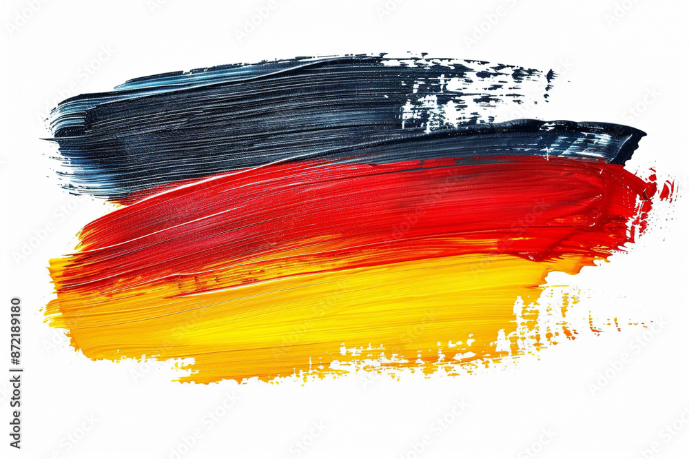 Obraz premium German flag in brush stroke paint on white background