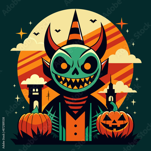 Retro Halloween T-shirts Design.