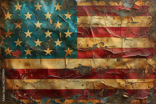 Faded American flag with stars and stripes sense of history and nostalgia