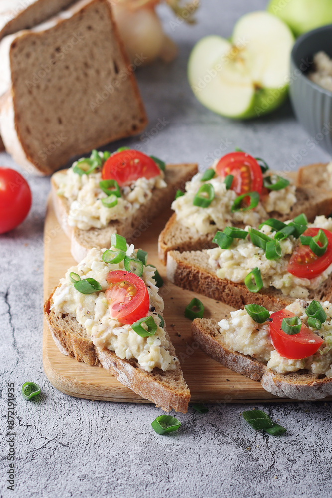 Vorschmack sandwiches - typical Jewish dish Vorschmack sandwiches - typical Jewish dish