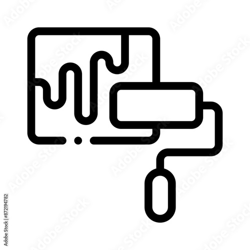 paint roller line icon