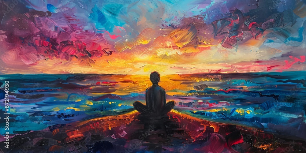 Blend of a therapist's care and a vibrant sunrise, suggesting new beginnings. Blend of a therapist's care and a vibrant sunrise, suggesting new beginnings.