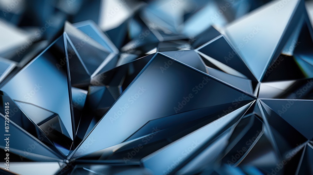 Shiny blue geometric shaped crystals close-up with high detail. Shiny blue geometric shaped crystals close-up with high detail.