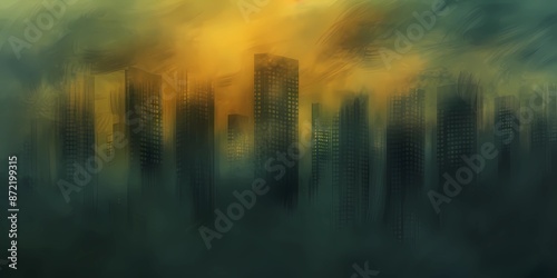 panoramic picture of skyscrapers, the skyline of a big city © Nikita