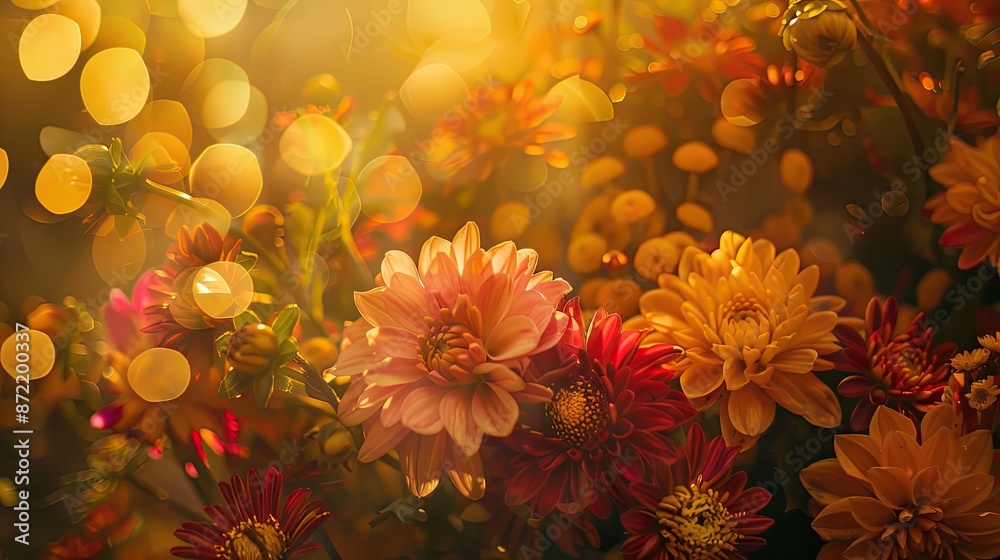 Bouquet autumn flowers. Generative AI