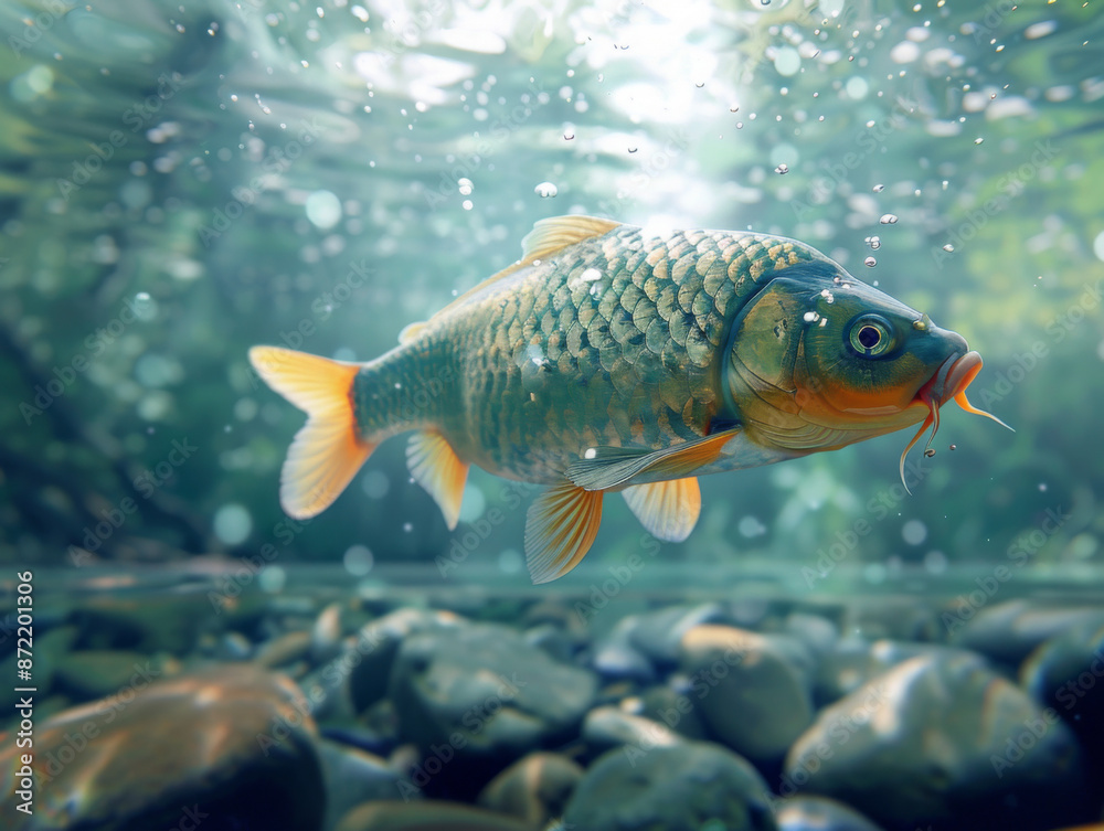Close-Up of Fish Underwater, Generative AI Illustration Close-Up of Fish Underwater, Generative AI Illustration