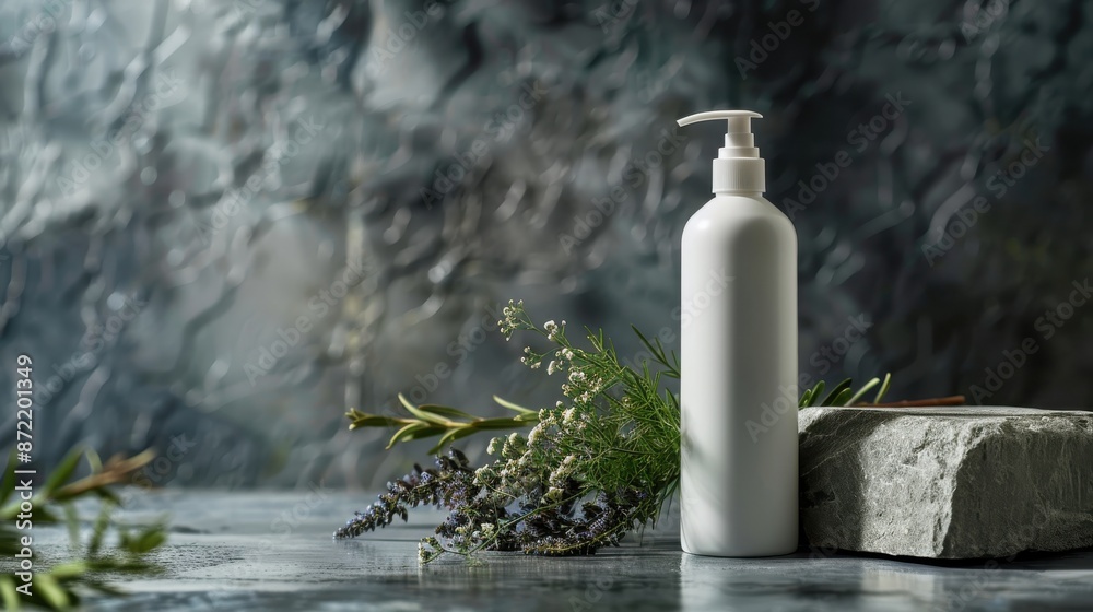 Naklejka premium Luxury shampoo bottle, fresh every time you wash, enriched with refreshing ingredients