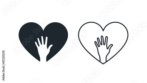 Heart with a hand inside of it