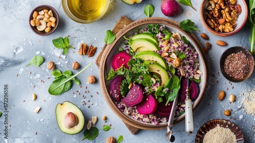 Wallpaper Mural Vibrant Quinoa Salad with Roasted Beets Avocado and Toasted Nuts on Wooden Table Torontodigital.ca