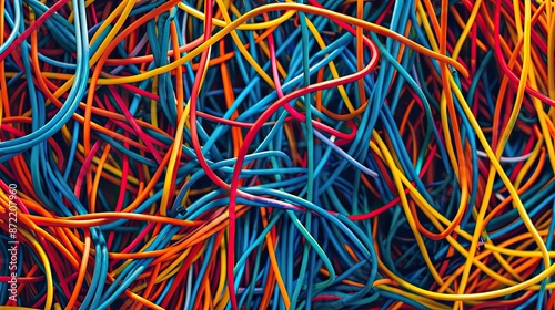 Wallpaper Mural Network cables tangled web. Generative AI Torontodigital.ca