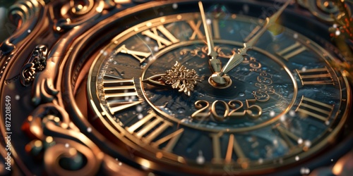 Wallpaper Mural 2025 New Year , Clock And Golden Fireworks Countdown To Midnight . Torontodigital.ca