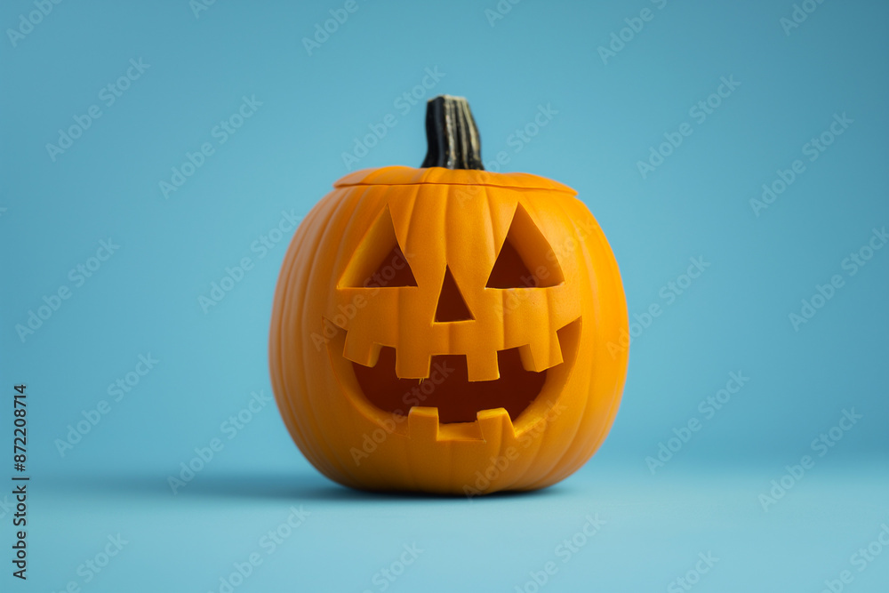 A spooky Halloween pumpkin carving design isolated on a gradient background 