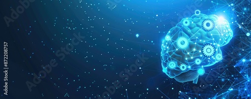 Wallpaper Mural Digital Brain with Glowing Cogs Torontodigital.ca