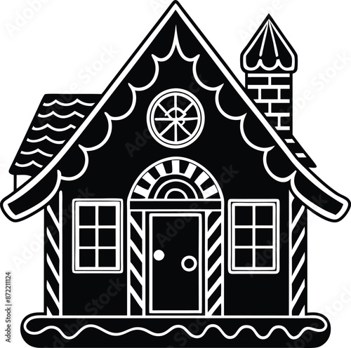 simple gingerbread house  silhouette black design white background