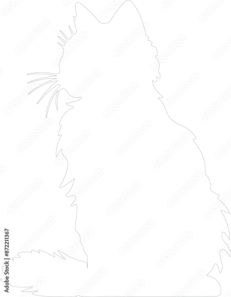 Fototapeta premium Kurilian Bobtail Cat outline