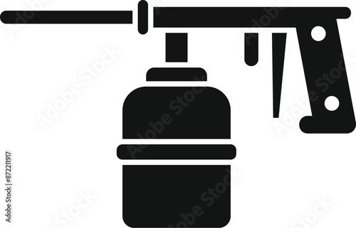 Black glyph icon of an airbrush tool for painting with compressed air