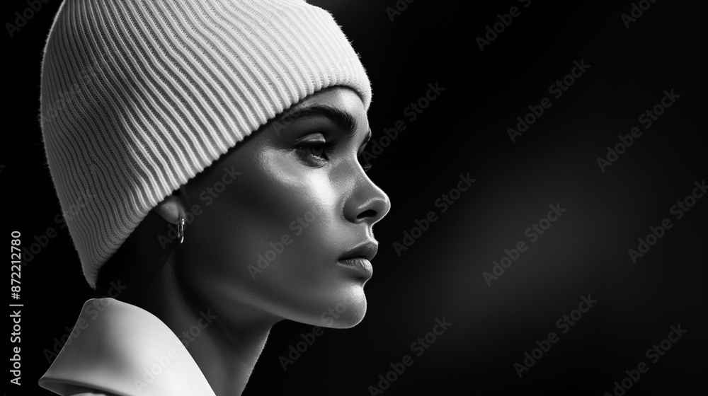 Fashion show, Stylish model in monochrome ensemble highlighting minimalist chic at prominent haute couture runway Fashion show, Stylish model in monochrome ensemble highlighting minimalist chic at prominent haute couture runway