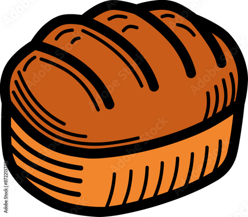 Golden brown baked bread drawn with black lines

