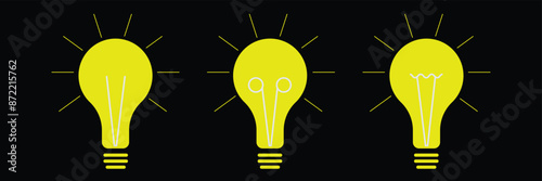 Idea icon. Light bulb sign. Idea vector set. Electric lamp isolated sign.