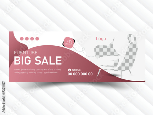 Modern Furniture sale Facebook cover banner post template, marketing social media facebook cover banner post template design.
