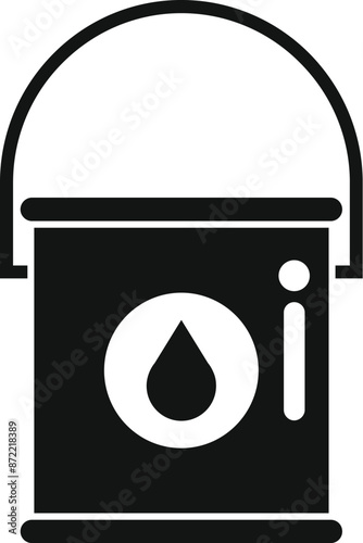 Simple icon of a paint bucket containing a water drop, ideal for diy and home improvement projects