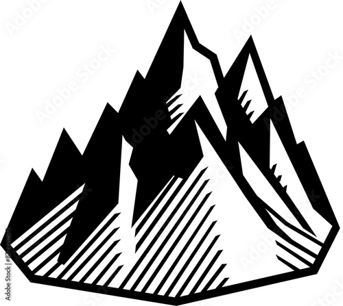 Mountain range drawn with black lines