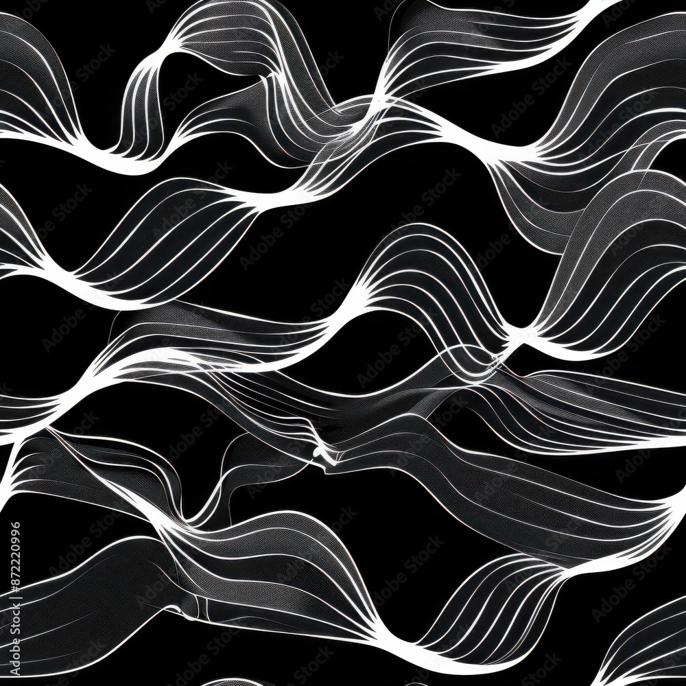 Fototapeta premium Seamless Abstract Pattern of Wavy White Lines