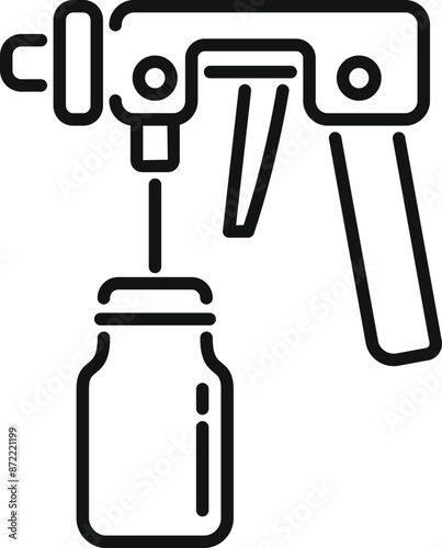 Simple icon of a chemical sprayer using liquid from a glass jar