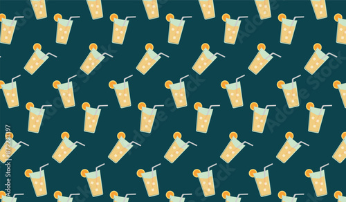 Vector seamless pattern with icons of drink items.