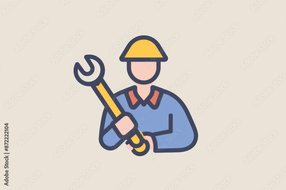 Icon depicting a person with a wrench and gear Icon depicting a person with a wrench and gear