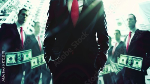 Corporate business corruption and greed, concept on corruption in public institutions. Dollar Banknotes: Money, Wealth, and Opportunity. Bribery and underhand dealings